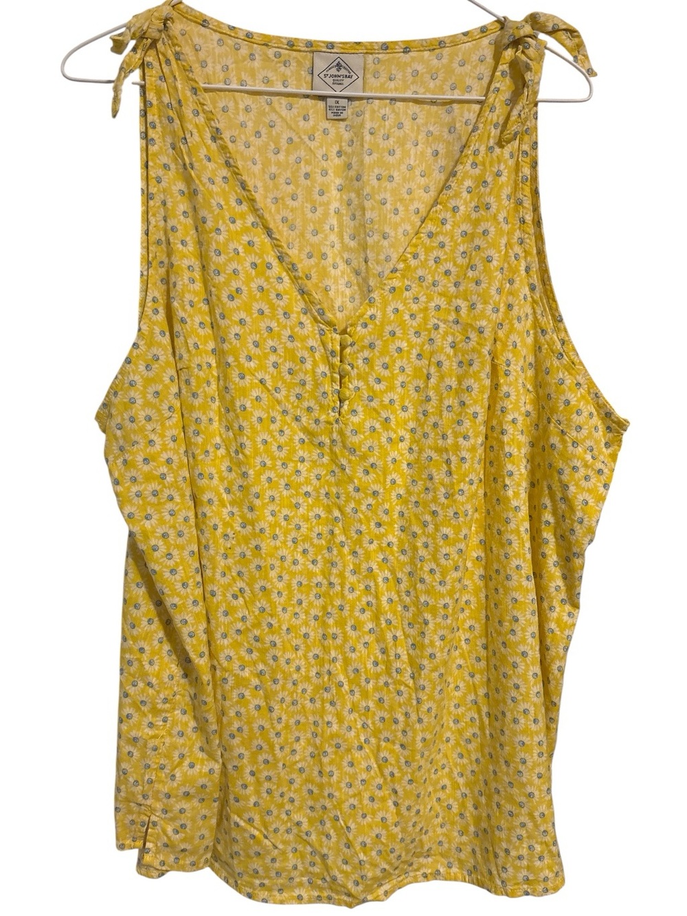 Daisy Yellow Tie Shoulder Tank Top St John’s Bay